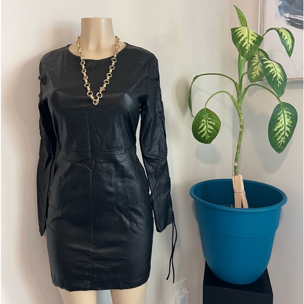 Missguided Faux Leather Long Sleeve Dress